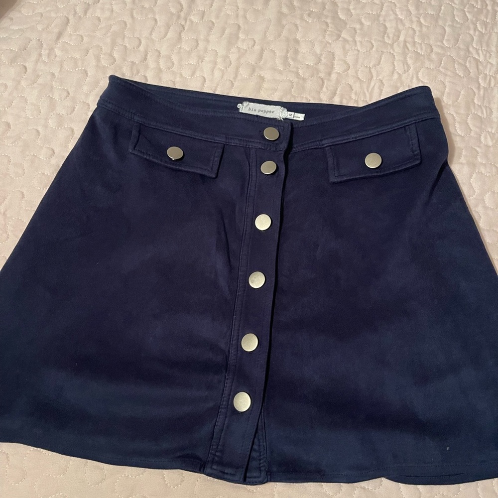 Blue Button down skirt.